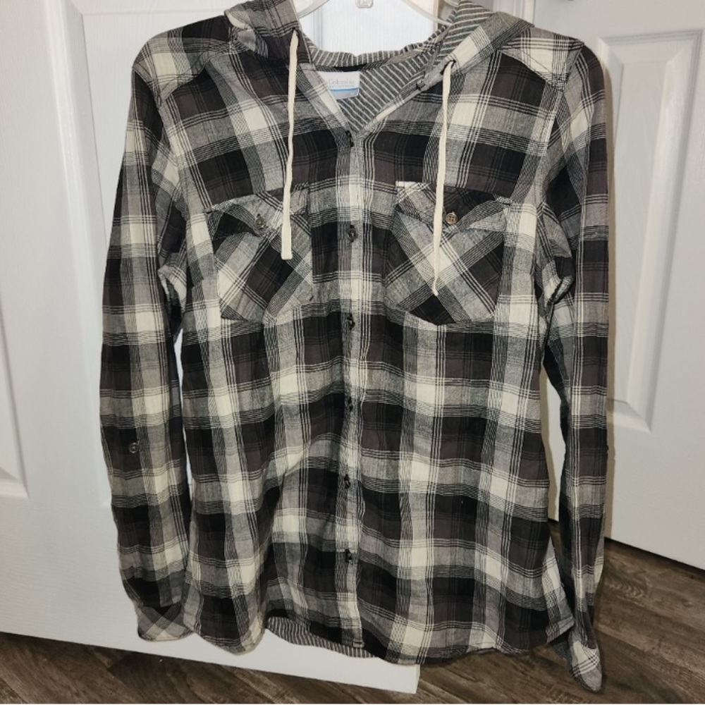 Columbia button up with Hoodie